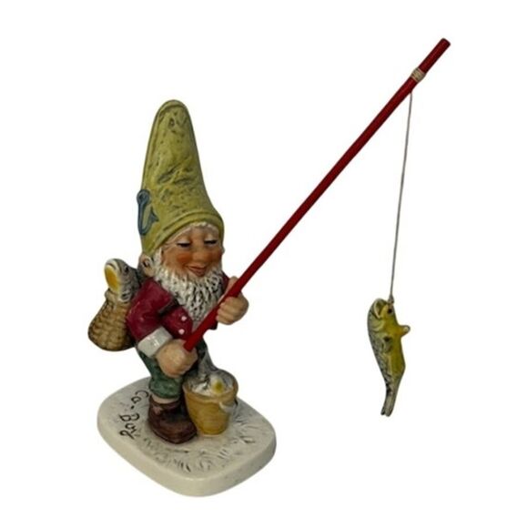 Vintage Goebel Figurine Co-Boy Gnome Petri The Fisherman Signed - Picture 1 of 9